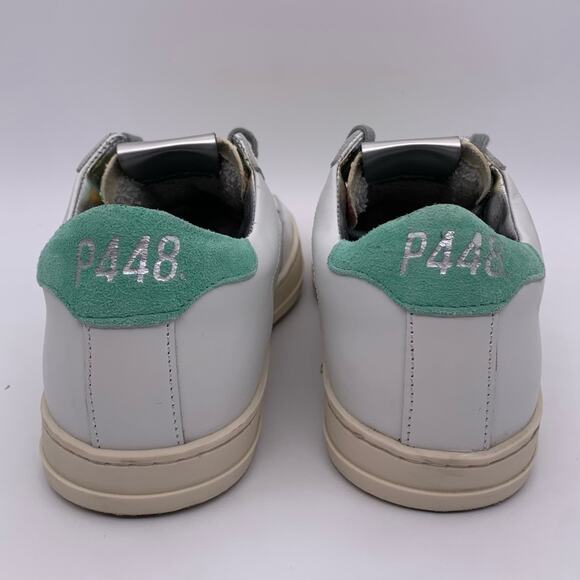 P448 John Women's White Leather Glitter Camo Iridescent Sneakers - Size: EUR 36 - Picture 3 of 15